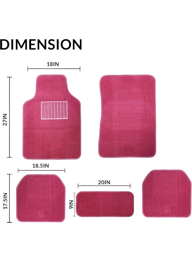 HERIOS Universal Car Floor Mats Set, Maroon, 5 Piece, Heavy Duty Waterproof Non Slip, All Season Interior Protection for SUV and Sedan, car mat, car floor mat, car accessories (MAROON) - Image 2